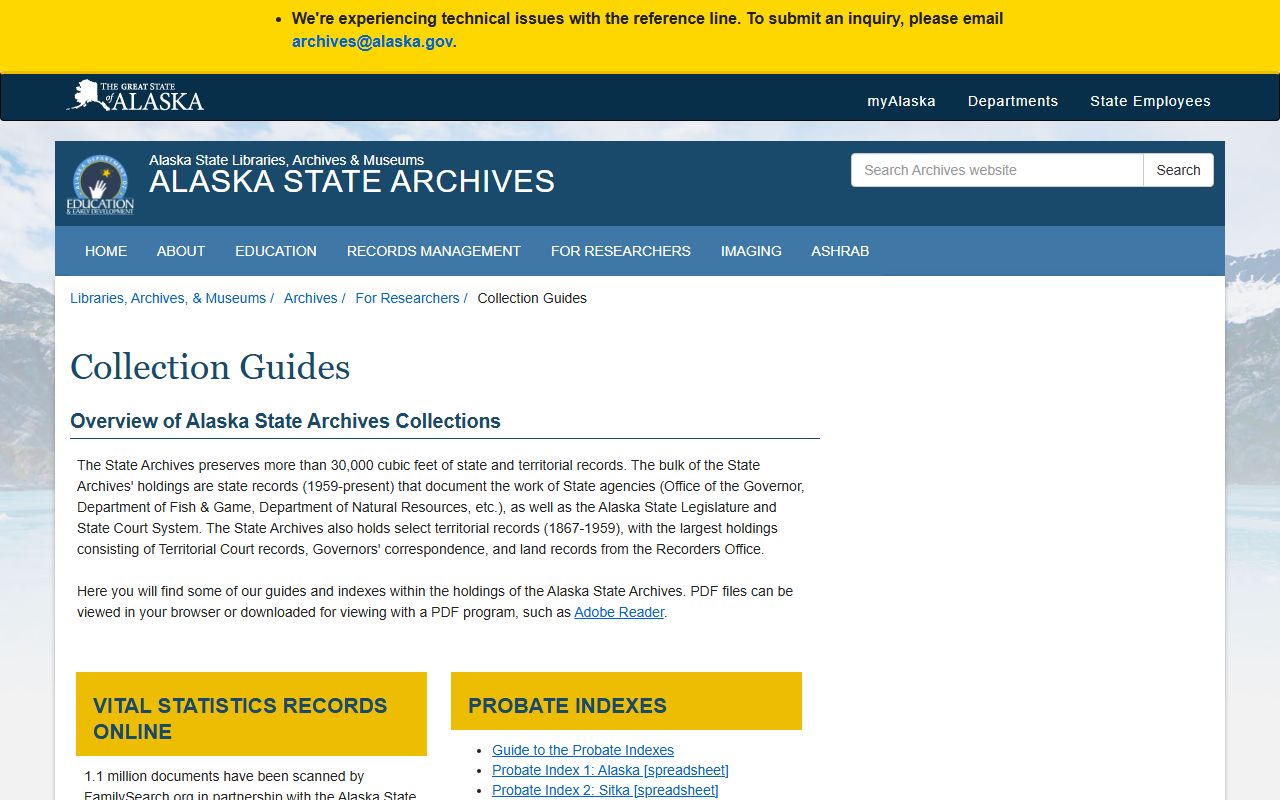 Alaska State Archives collection guides